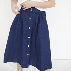 Linenfox Jumanji Skirt in Navy Blue